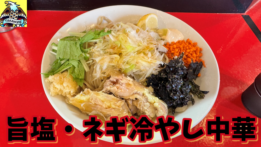 デカ盛り×二郎系】ラーメン鷹の目 江古田店｜旨塩・ネギ冷やし中華（全